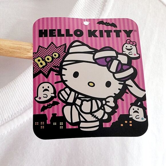 Sanrio Hello Kitty Women's LARGE Wicked Cute Halloween White Tee T-shirt NEW - Picture 4 of 6